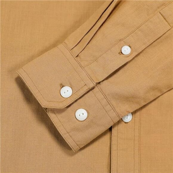 Chambray Shirt Men Long Sleeve Cotton Work Shirts with 2 Pockets - Picture 5 of 6